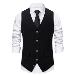 fall outfits men Autumn and Winter New Suit Vest Men's Medieval Retro Vest European Size V-neck Single-Breasted Casual Vest