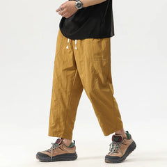 Threebooy  Ice Silk Workwear Pants Men's Summer Thin Loose Straight Casual Eight Nine Quick Dry Sports Trousers Polyester Fiber Leisure...