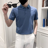 Threebooy Men's Social Slim Fit Lapel Collar T-shirt Short Sleeve Cotton Clothes T Shirts Multicolor High-quality Polo Tshirts Size M-3XL