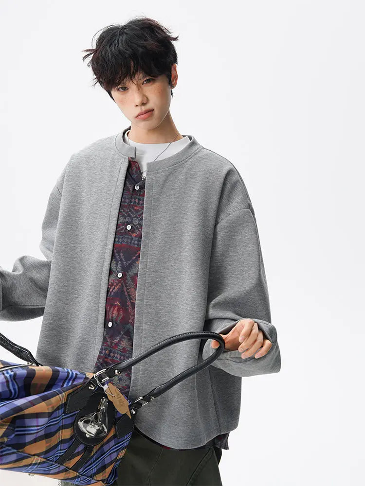Threebooy Jacket men Stand Up Collar Single Breasted Fake Two Piece Jacket Autumn Thin Ethnic Print Patchwork Mens Outerwear Coat men new