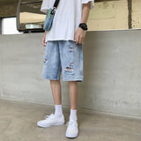 Threebooy 2024 Summer New Men Personalized Washable Vintage Ripped Short Jeans Streetwear Hole Slim Denim Shorts Male Brand Clothes