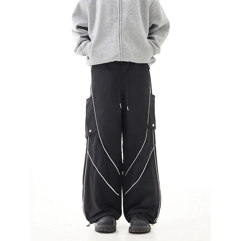 Threebooy  Summer Lightweight Trousers Mens Straight loose Fishing Pants Tidal line Outdoor Hiking Nylon Quick Dry Casual Work Trousers