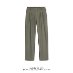 Threebooy  Men's Light Luxury Draped Baggy Suit Pants Casual Button-down Solid Color Straight Premium Elegant Dress Pants 2025 New S-4XL