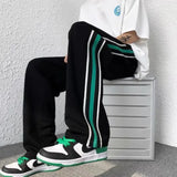 Threebooy Male Sweat Pants Black Sport Trousers Straight Sweatpants for Men Wide Leg Track Athletic Tracksuit Bottoms Korean Style Fashion