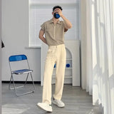 Threebooy Wide Men's Casual Pants Trend Polyester Male Trousers Regular Fit Fashion 2024 Plus Size Korean Style Aesthetic Big Xxxl Y2k