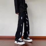 Threebooy American High Street Vibe Style Pants Trend Black Design Sense Tie Dyed Jeans Men'S Hiphop Straight Pants