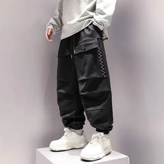 Threebooy Korean Cargo Pants Men Japanese Streetwear Oversize Sweatpants Harajuku Casual Joggers Kpop Trendy Trousers Hip Hop