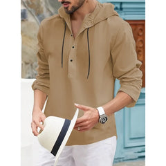 Threebooy  American Half Cardigan Jacket Summer Fashion Casual Jersey Hooded Long Sleeve Men's Top Shirt