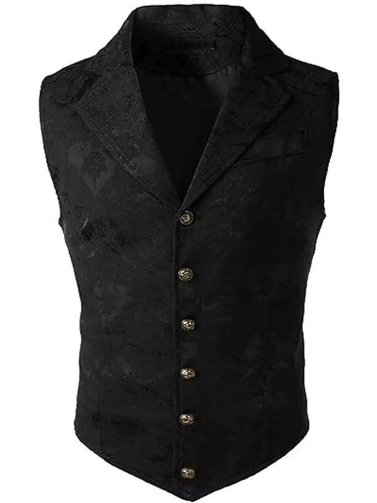 Threebooy  Men's Medieval Gothic Long Vest, Vintage Steampunk Victorian Costume Waistcoat, Halloween Cosplay Formal Jacket, Renaissance LAR