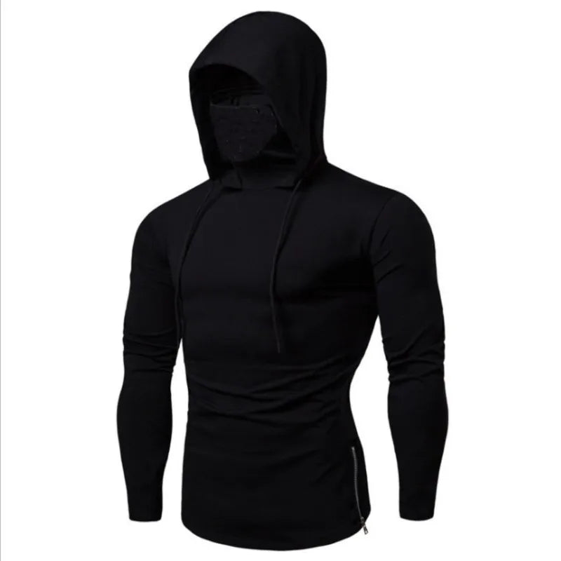 Threebooy 2024 New Men Solid Black Gray Hoodie Long Sleeve Hooded Sweatshirt for Man Sports Fitness Gym Running Casual Pullover Tops