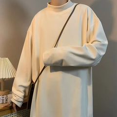 Mock Hoodies Men Thicker Keep Warm Basics Solid Baggy Fashionable 3 Colors Harajuku Tops Stylish Couples  Blusas Hombre New