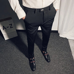 Threebooy Men's Suit Pants Spring and Summer New High-quality Slim Pants Fashion Casual Nine-point Pants Men's Clothing Formal Trousers