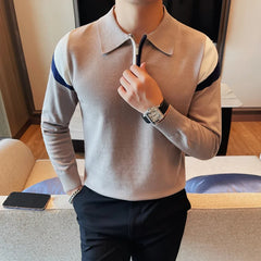 Threebooy New Style Men's Warm Autumn and Winter polo Sweaters/Male Slim Fit Zipper Design Lapel High Quality Pullover Man Casual Sweaters