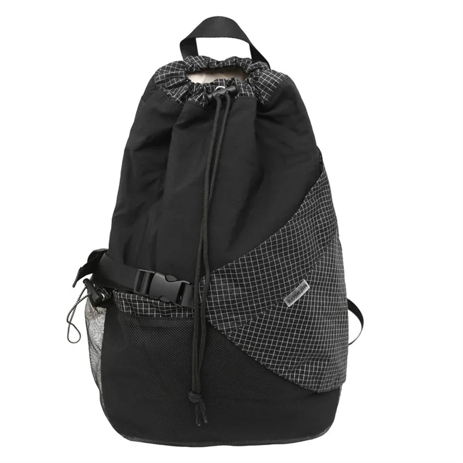 Threebooy  Outdoor Multifunction Waterproof Camping Travel Drawstring Backpack Men Women Techwear Style Hip Hop Crossbody Laptop Bag