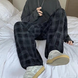 Threebooy Men Checkered Casual Pants Loose Straight Corduroy Pants Sweatpants Man Fashion Streetwear Spring New Hip Hop Trousers