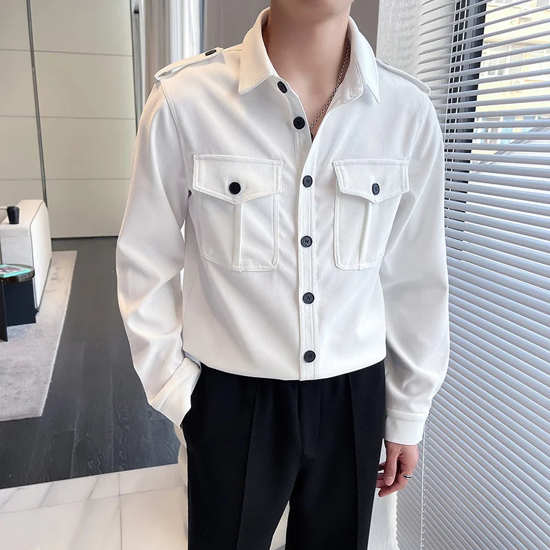 Threebooy Korean Style Men Spring High Quality Casual Long-sleeved Shirts/Male Slim Fit Fashion Lapel Shirt S-2XL Men Clothing