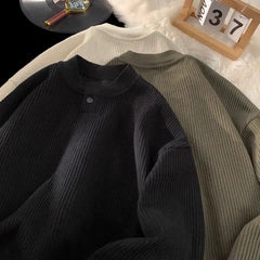 Threebooy  High Street Sweatshirt Casual Loose O-neck Long Sleeve Shirt for Men Spring 2025 New Streetwear Lazy Button Casual Pullover Top