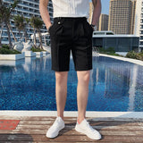 Threebooy  Summer Thin Mens Shorts Fashion Business Casual Dress Suit shorts Male England Straight Streetwear Five Points Pants 29-36