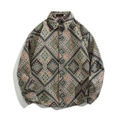 Threebooy Colored Numb Ethnic Style Shirt Men Weaving and Embroidered Spring and Autumn Retro Hong Kong Style Shirt Jacket