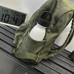 Threebooy  Brand High Quality Canvas Backpacks Women Solid 100% Cotton School Bags Soft Green Satchels Small Cloth Leisure Or Travel Bags