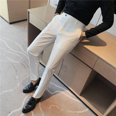 Threebooy Men Suit Pants Suit Pants Spring Fashion Casual Slim Business Suit Pants Wedding Party Men's Clothing Nine-point Trousers