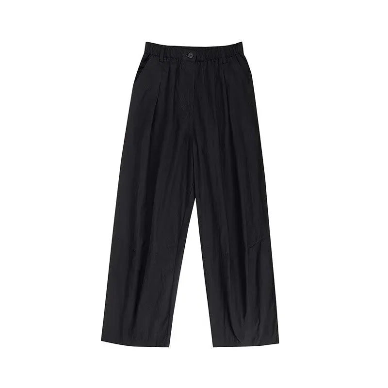 Threebooy  New Japanese Style Men Draped Wide Leg Pants Light Luxury Leisure Solid Color Straight Trousers Premium Elegant Sweatpants M-3XL