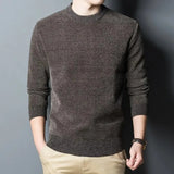 Threebooy Men Sweater Thick Knitted Men's Sweater Round Neck Long Sleeves Casual Pullover for Home Office for Men Winter