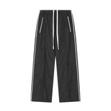 Threebooy Y2K Wide Leg Pants with Side Zips Men Sweatpants Male Loose Casual Sport Red Black Trousers Zipper Split Streetwear