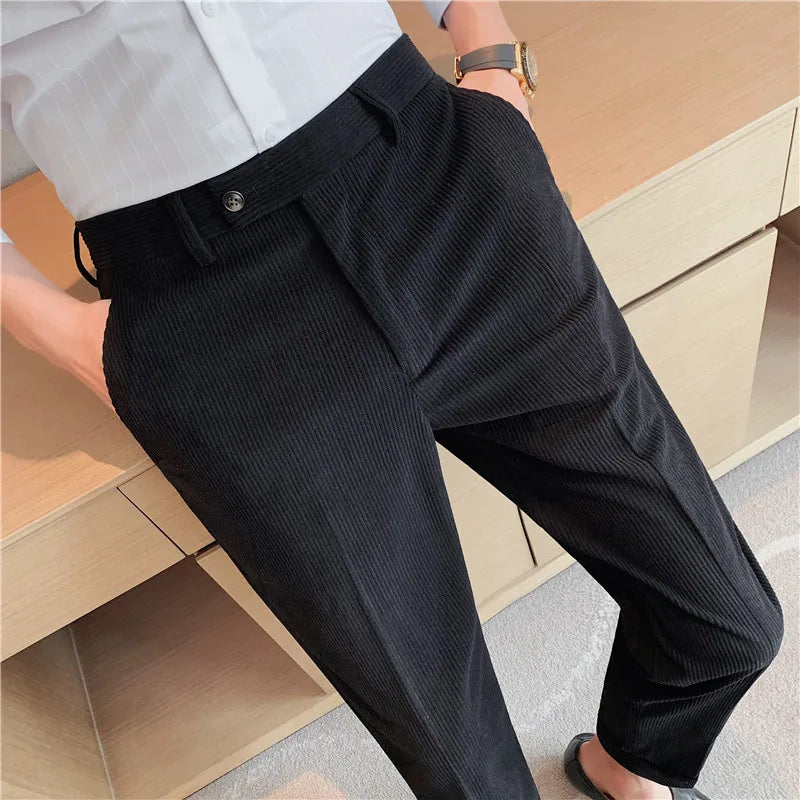 Threebooy Brand clothing Men Winter Leisure Corduroy Suit Trousers/Male Slim Fit Fashion business leisure Suit Pants Plus size 29-36