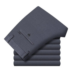 Threebooy  Thicken Business Whisper Suit Pants Casual Straight Loose Autumn Men No Ironing Elastic Thermal Solid Color Big Size Trousers