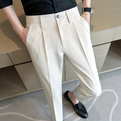 Threebooy Korean Style New Spring and Autumn Suit Trousers Men's Slim Casual Pants Fashion Business Brand Thin Trousers Classic Style