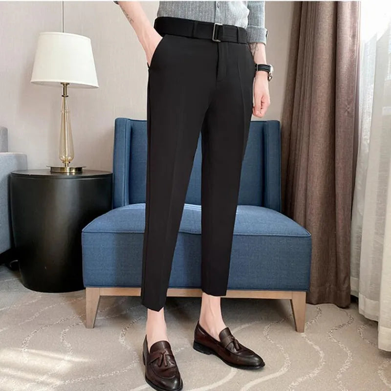 Threebooy Men Spring High Quality Leisure Blazer Pants/Male Summer Leisure Fashion Business Trousers Plus Size 28-36