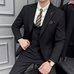 Threebooy  High-quality, fashionable, stylish, versatile and trendy casual business suit set, men's three-piece British business suit
