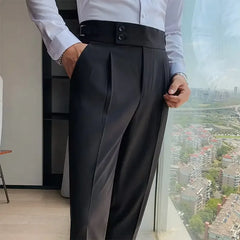 Threebooy Nadir Coffee Color Men's Trousers Classic Trendy Paris Button Single Pleat Slims Smooths Your Silhouette Business Casual Pants