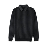Threebooy Top Grade Fake Two New Fashion Designer Brand Collared Knit Pullover Sweater Trendy Casual Black Collaree Autum Jumper Men 4XL