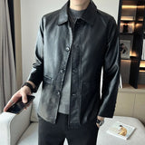 Threebooy  Fashion Men Casual Leather Jackets Winter New Jacket Street Style Male Inside Thick Coats Men's Leather Jacket S-5XL