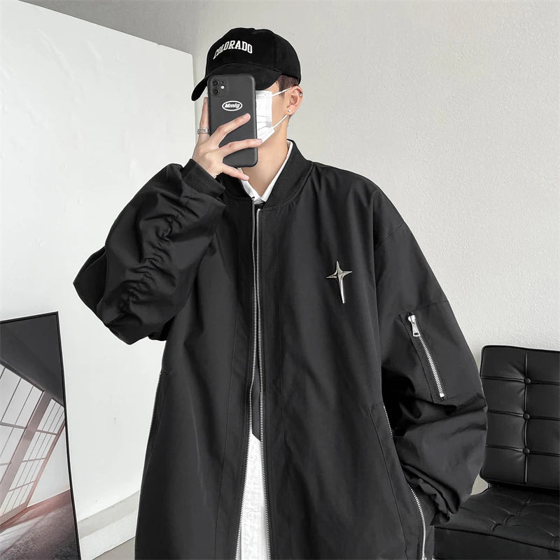 Threebooy Men's Clothing Korean Popular Clothes  Spring Jackets Japanese Vintage Clothing Outerwear Style Coats