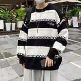 Threebooy Y2k Vintage Sweater Men Winter Simple Loose Knitted Sweater Japanese Harajuku Hip Hop Streetwear Women Knitwear Pullovers