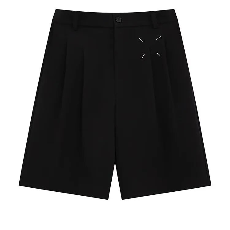 Threebooy Summer Japanese Retro Simple Solid Color Casual Trousers Men Women Loose Wide-leg Shorts Fashionable and Trendy Five-point Pants
