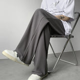 Threebooy Summer Casual Pants Men Fashion Oversized Wide Leg Pants Men Trousers Streetwear Korean Loose Pleated Pants Mens Ice Silk Pants