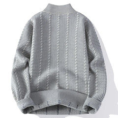 Threebooy Autumn Winter Stand Collar Knitted Sweater Men Youthful Vitality Loose Knitting Pullovers Mens Solid Color Warm Daily Sweaters