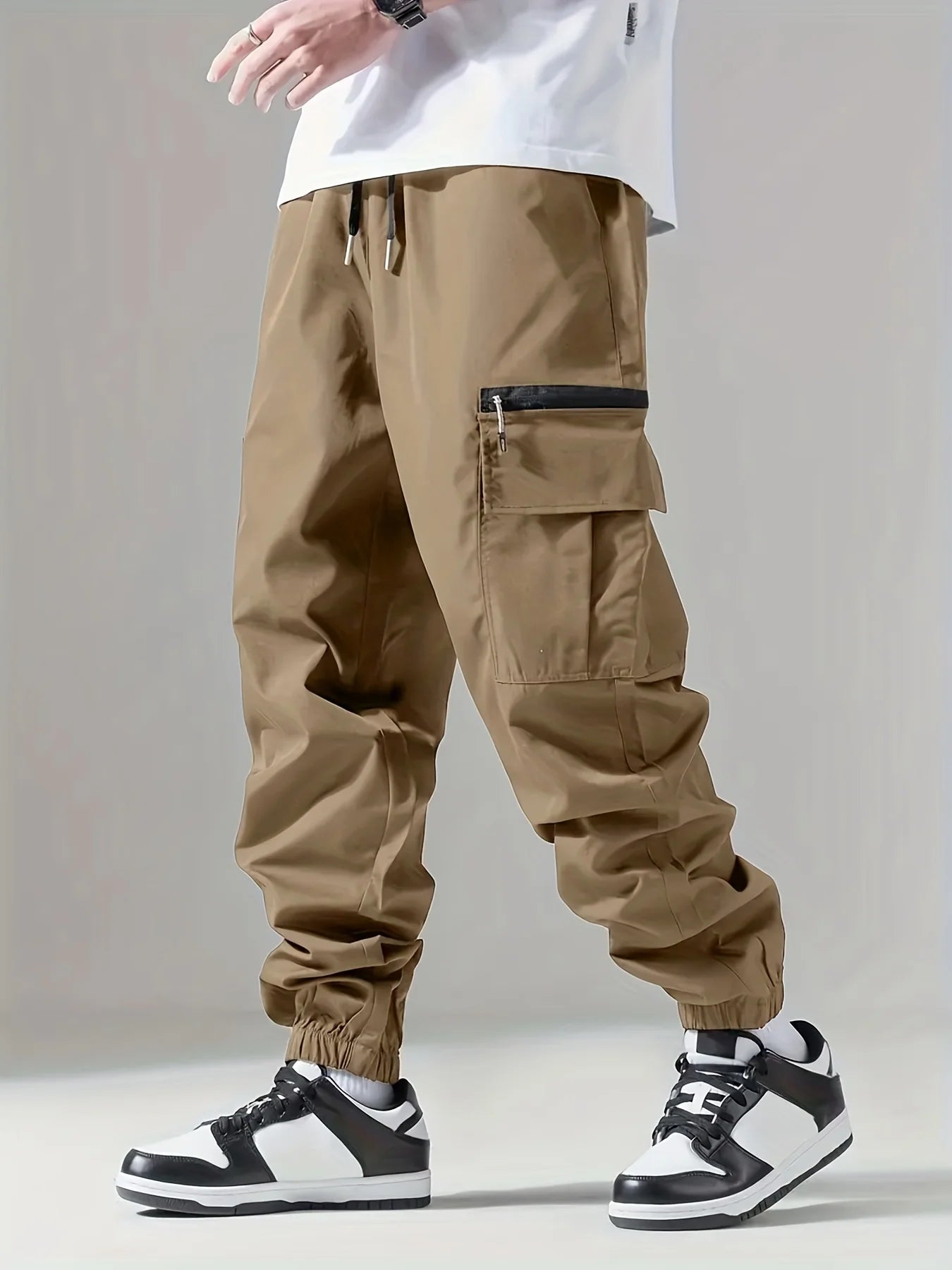 Threebooy  Men's Cargo Pants, Thin Trousers, Comfortable and Breathable, Outdoor Casual, Wearable, Running, Cycling, Multi-pocket 004