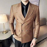 Threebooy Spring Business Casual Suit Blazer Coat Uniform Men Streetwear Suit Jacket Outerwear Clothing Men Double Breasted Blazer S-3XL