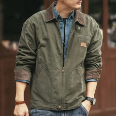 Threebooy  Spliced   American Work Jacket Autumn Winter New Long-sleeved Loose Casual Men
