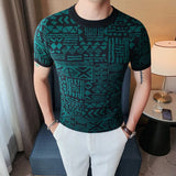 Threebooy  British Style Male Spring High Quality Knit Pullovers With round Neck/Men's Slim Fit Casual Short Sleeve Knit Sweater S-4XL