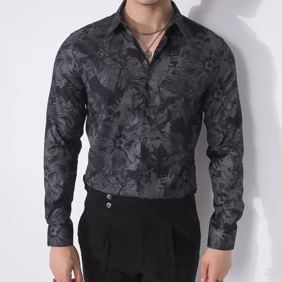 Threebooy  Fashion Style Harajuku Slim Fit Ropa Hombre Loose Casual All Match Shirt Korean Style Pointed Collar Long Sleeve Blusa