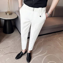 Threebooy Plus Size 29-36 Mens Suit Pants High Quality Men Solid Color Slim Fit Dress Pants Slim Fit Office Business Men Trousers