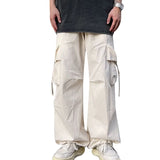 Threebooy Men Y2k Solid Cargo Pant Early Spring Korean Straight Oversize Casual Wide-Leg Trousers Streetwear Male Big Pockets Sweatpants