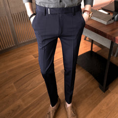 Threebooy New Business Dress Pants Men Solid Color Office Social Formal Suit Pants Casual Streetwear Wedding Trousers Pantalon Homme