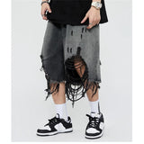 Threebooy Hip Hop Men's Shorts Summer High Street Man Denim Short Knee Length Pants